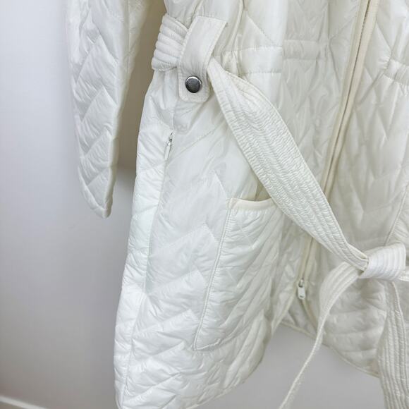 Athleta Mendocino Puffer Coat Quilted White Light Quilted Belted Size 2X NWT - Picture 10 of 16